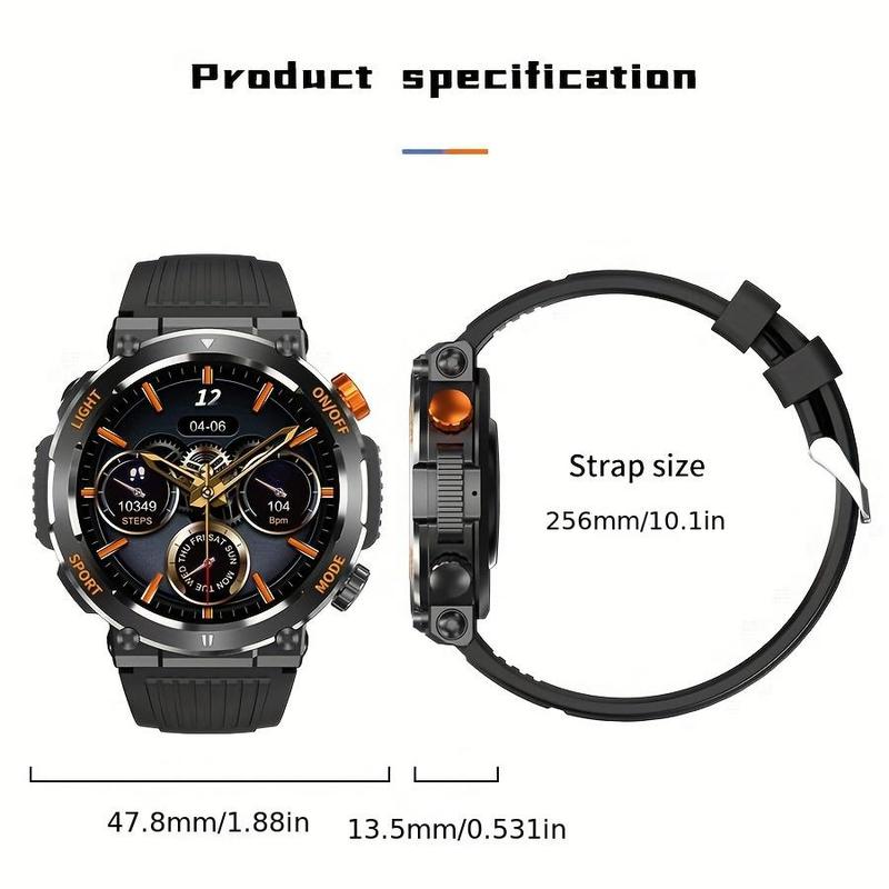 1.46 Inch HD Screen Smartwatch, Multi-functional Outdoor Sports Fitness Tracker, Wireless Receiving & Calling Multi-sport Mode Pedometer, Waterproof Watch with LED Light for Android/iOS Men & Women, Health S