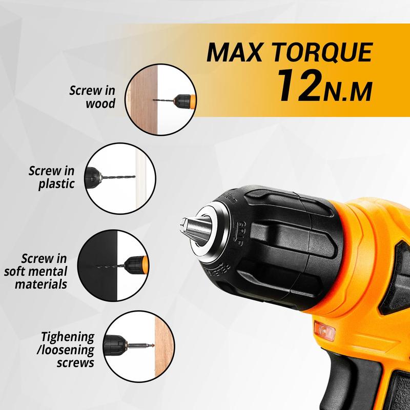 8V Cordless Drill Set-126-Piece Home Tool Kit With Storage Case, DIY Power Tools For Fence Work, Home Décor, Furniture Assembly & Everyday Repairs