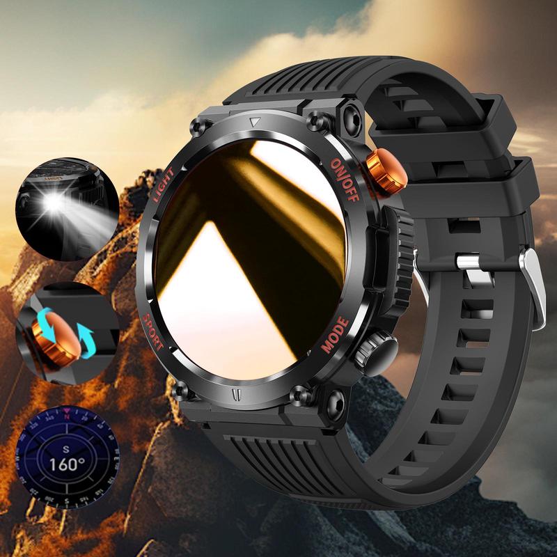 1.46 Inch HD Screen Smartwatch, Multi-functional Outdoor Sports Fitness Tracker, Wireless Receiving & Calling Multi-sport Mode Pedometer, Waterproof Watch with LED Light for Android/iOS Men & Women, Health S