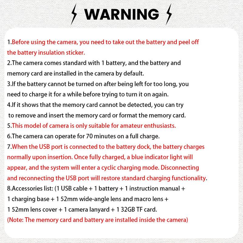 GLOBAL PICK 4K Digital Camera with 180° Flip Screen, 16X Digital Zoom Vlogging Camera, Autofocus Camera, Including Wide Angle & Macro Lens, 32GB TF Card, Ideal Gift Choice, Photographic Kit