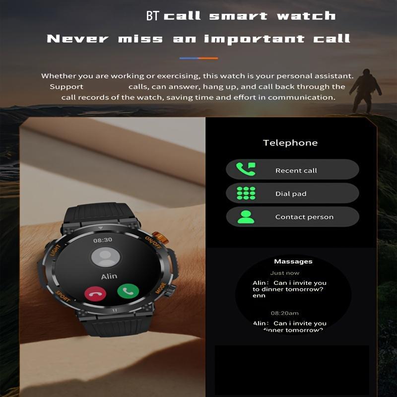 1.46 Inch HD Screen Smartwatch, Multi-functional Outdoor Sports Fitness Tracker, Wireless Receiving & Calling Multi-sport Mode Pedometer, Waterproof Watch with LED Light for Android/iOS Men & Women, Health S
